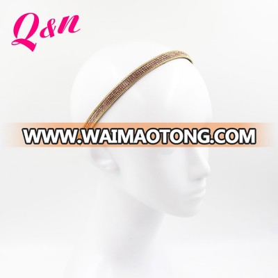 OEM design head band rhinestone bling stretch polyester custom headband